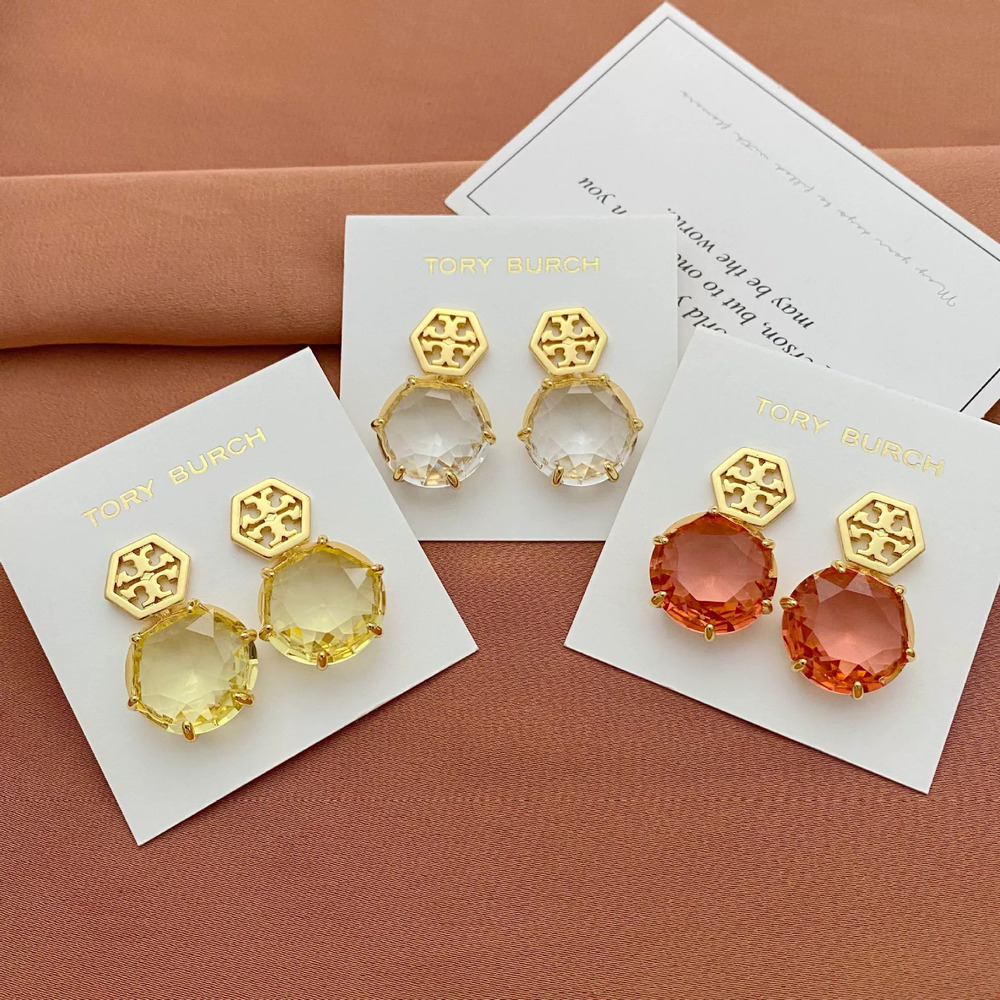 Tory Burch Clear Resin Drop Earrings Metal